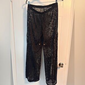 Cover Me black mesh bathing suit cover up pants, size S